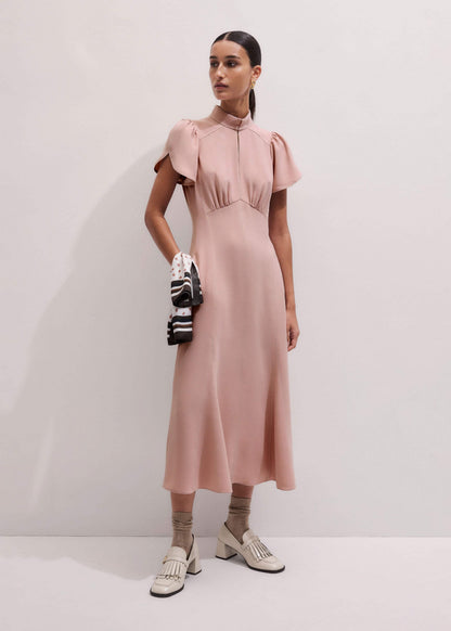 ME+EM Clothing Smoke Pink Contrast Stitch Midi Dress