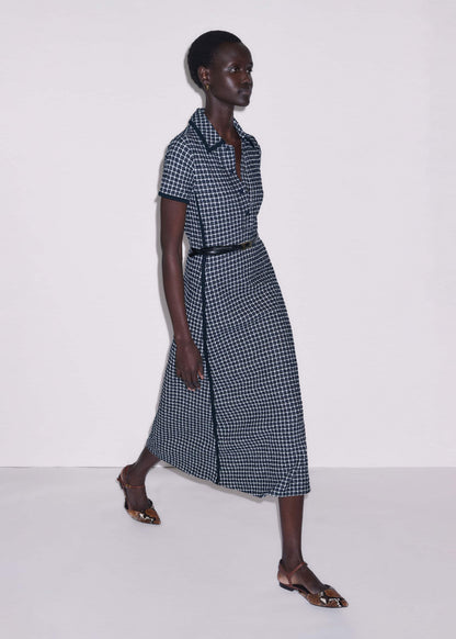 ME+EM Clothing Navy Textured Midi Dress + Belt