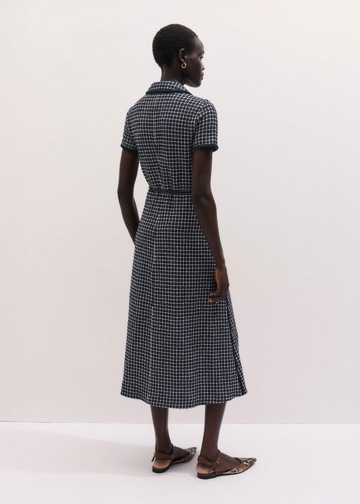 ME+EM Clothing Navy Textured Midi Dress + Belt