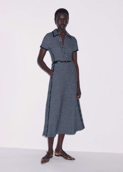ME+EM Clothing Navy Textured Midi Dress + Belt