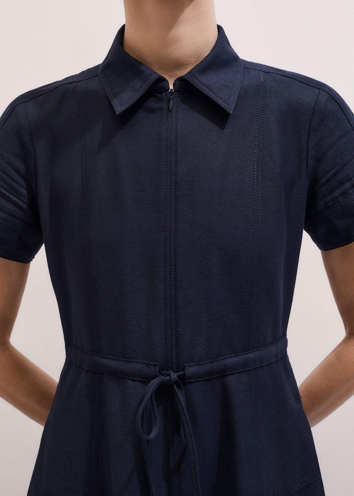 ME+EM Clothing Navy Fit + Flare Shirt Midi Dress