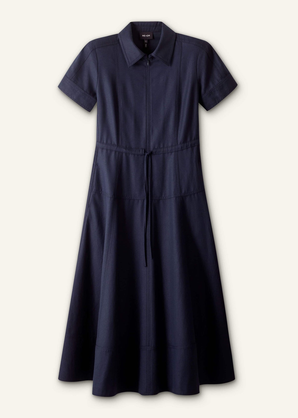 ME+EM Clothing Navy Fit + Flare Shirt Midi Dress
