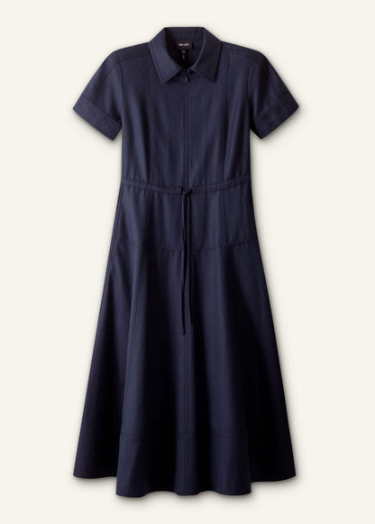 ME+EM Clothing Navy Fit + Flare Shirt Midi Dress
