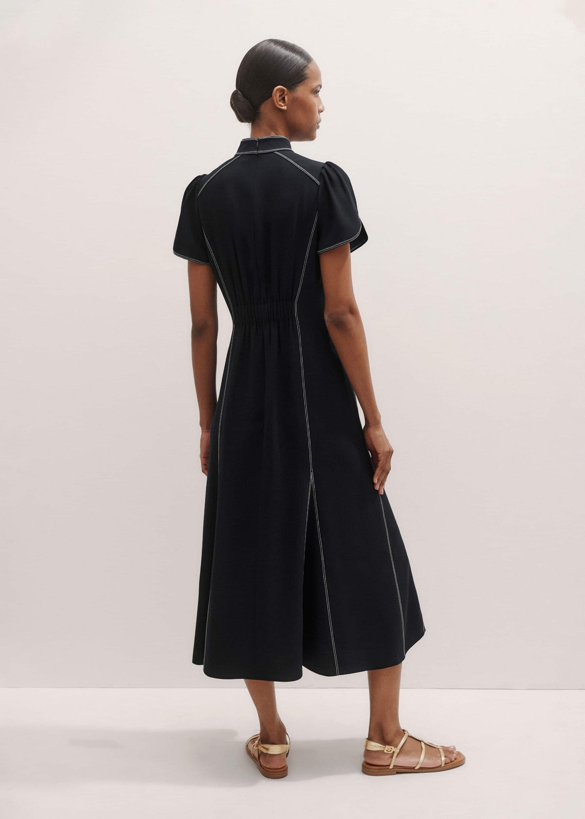 ME+EM Clothing Black Contrast Stitch Midi Dress