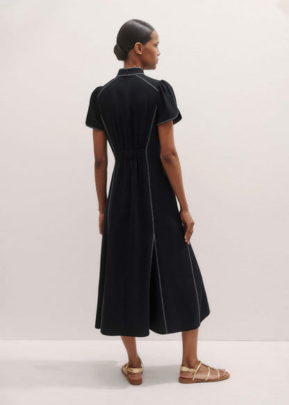 ME+EM Clothing Black Contrast Stitch Midi Dress
