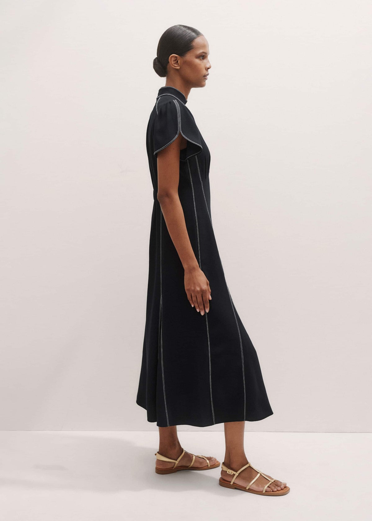 ME+EM Clothing Black Contrast Stitch Midi Dress
