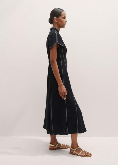 ME+EM Clothing Black Contrast Stitch Midi Dress