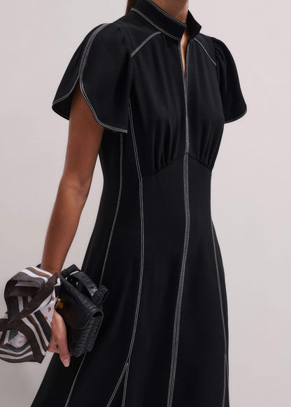 ME+EM Clothing Black Contrast Stitch Midi Dress