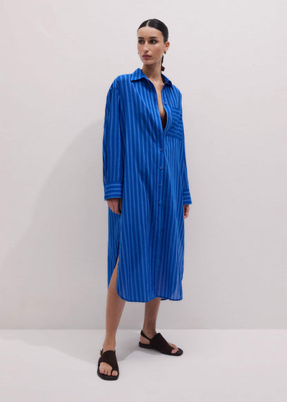 ME+EM Clothing Blue Beach Midi Shirt Dress