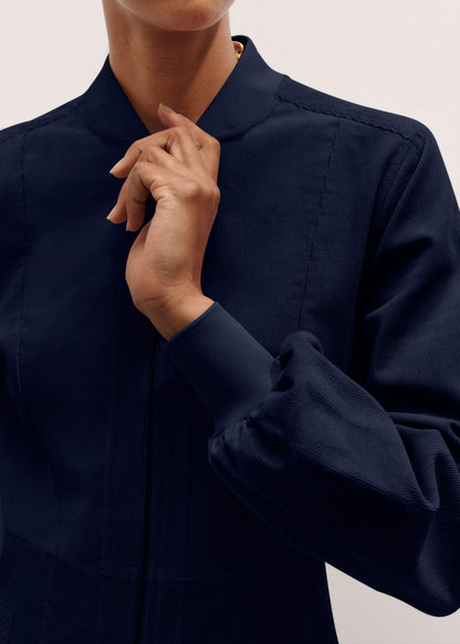 ME+EM Clothing Navy Cotton Cord Pleated Midi Dress