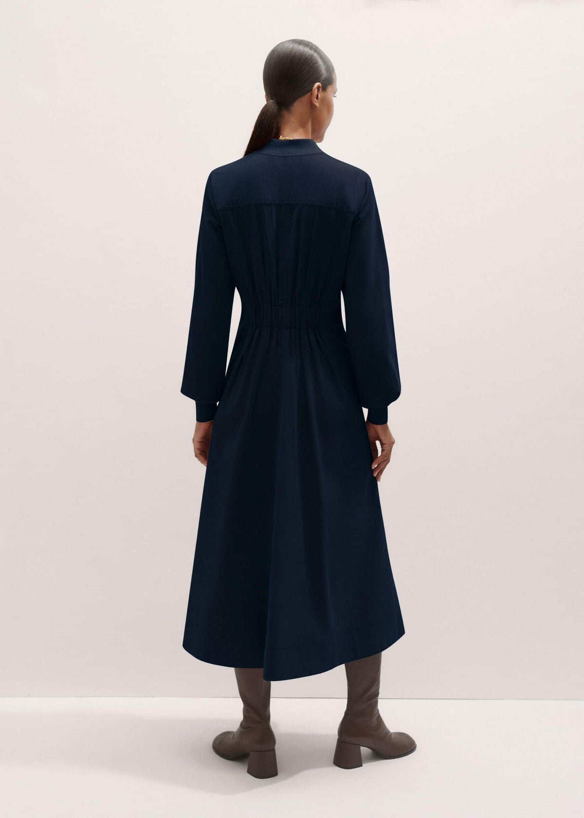 ME+EM Clothing Navy Cotton Cord Pleated Midi Dress