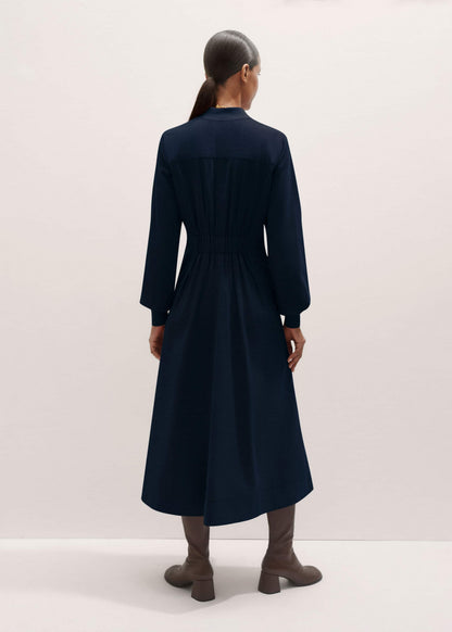 ME+EM Clothing Navy Cotton Cord Pleated Midi Dress