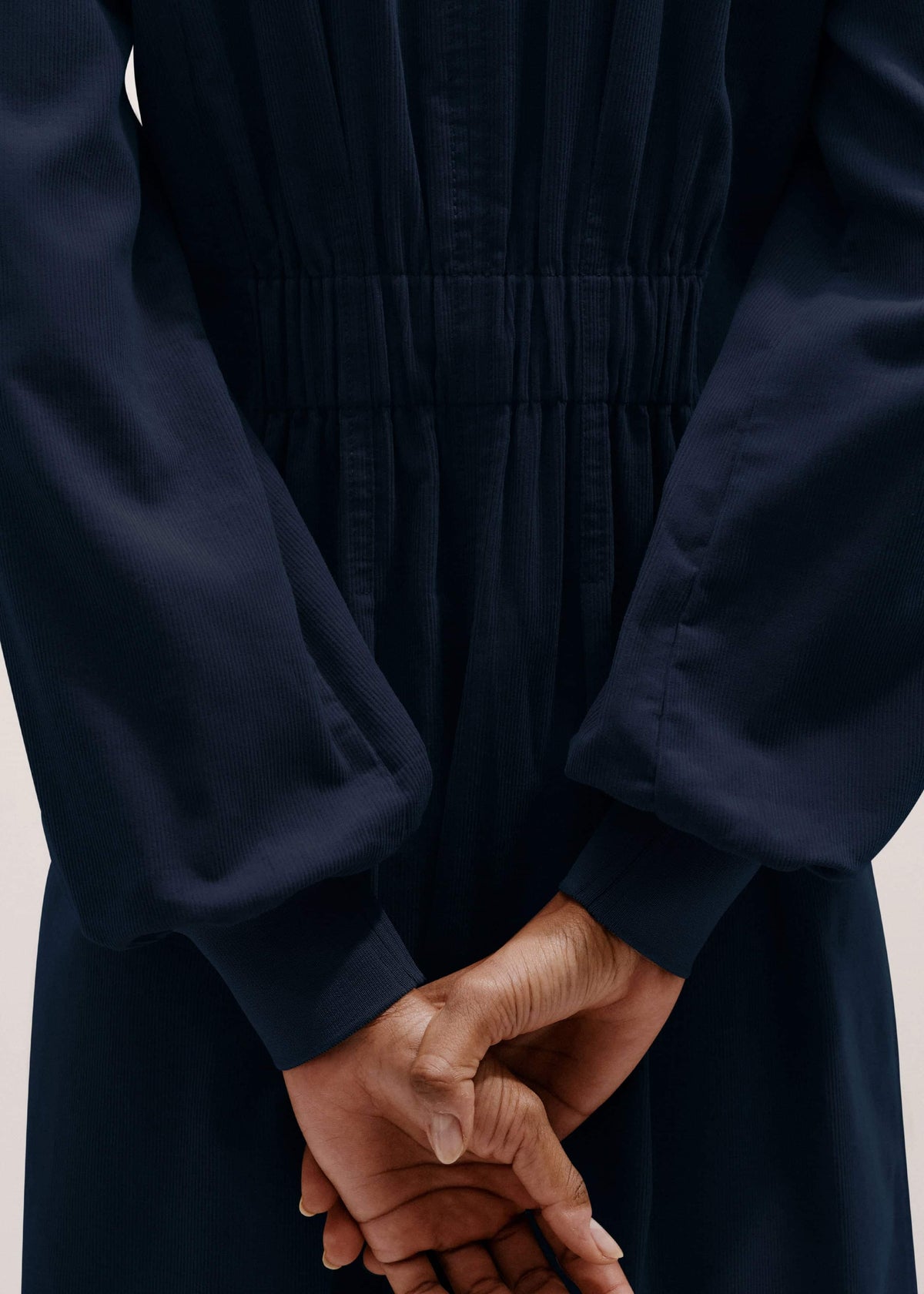 ME+EM Clothing Navy Cotton Cord Pleated Midi Dress