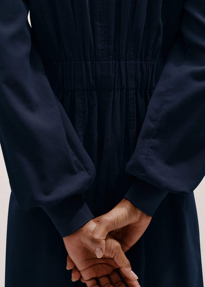 ME+EM Clothing Navy Cotton Cord Pleated Midi Dress
