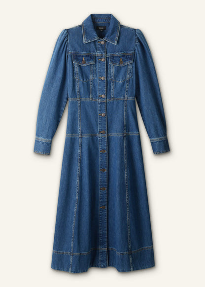 ME+EM Clothing Blue Panelled Fit + Flare Midi Dress