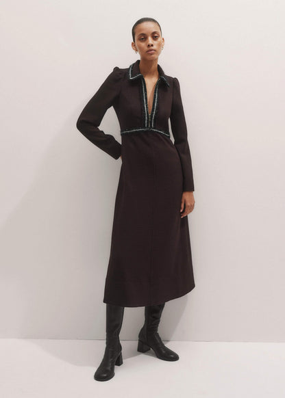 ME+EM Clothing Brown Tweed Midi Dress