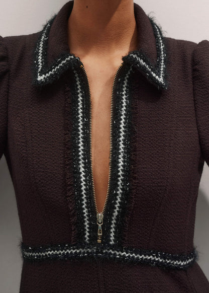 ME+EM Clothing Brown Tweed Midi Dress