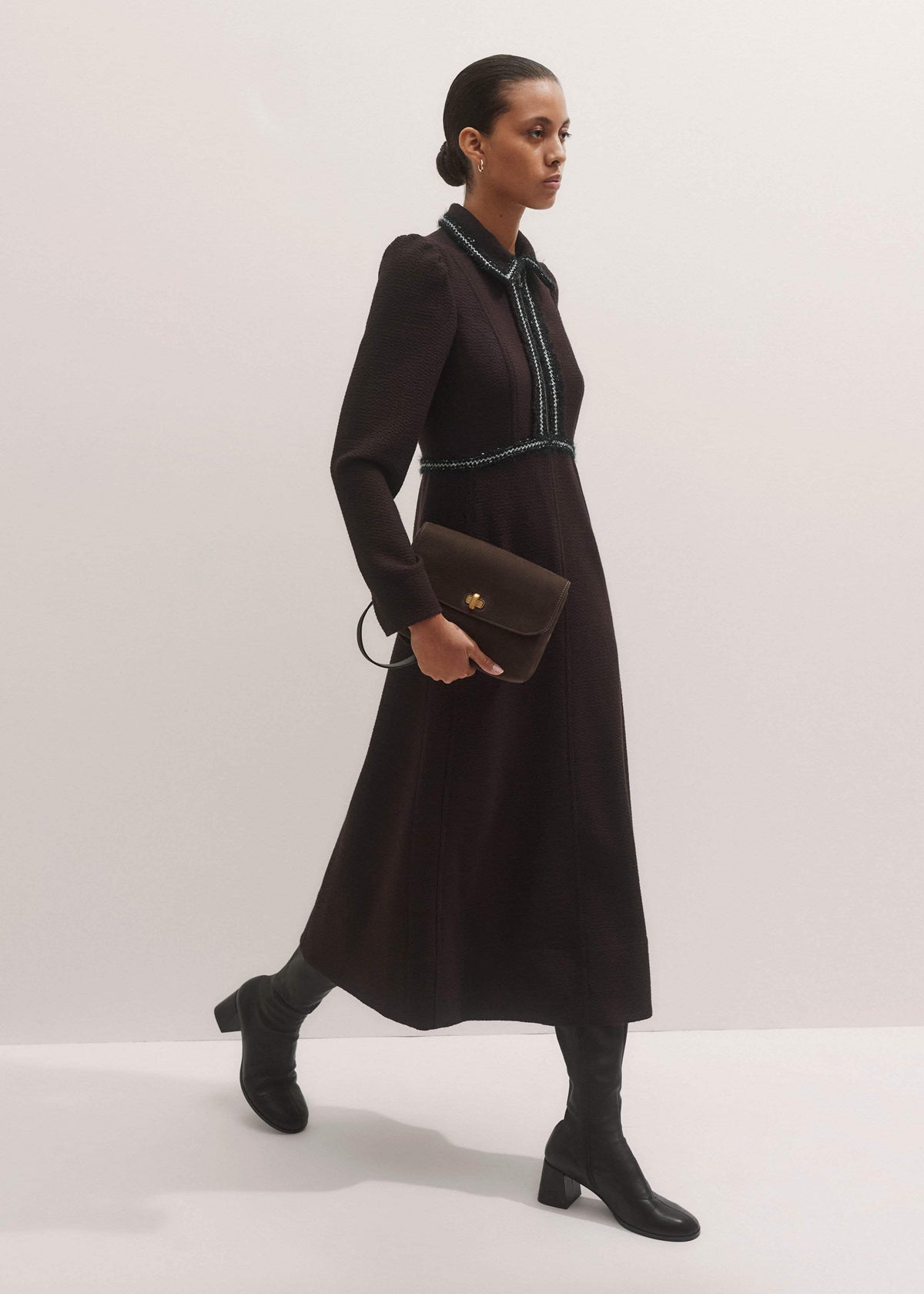 ME+EM Clothing Brown Tweed Midi Dress