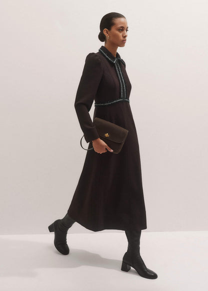 ME+EM Clothing Brown Tweed Midi Dress