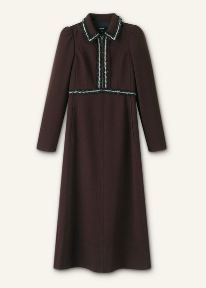 ME+EM Clothing Brown Tweed Midi Dress