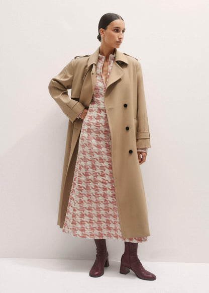 ME+EM Clothing Red Exaggerated Houndstooth Midi Dress