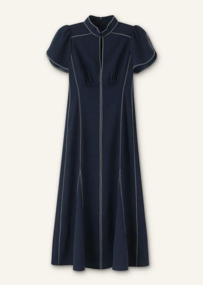 ME+EM Clothing Navy Contrast Stitch Midi Dress