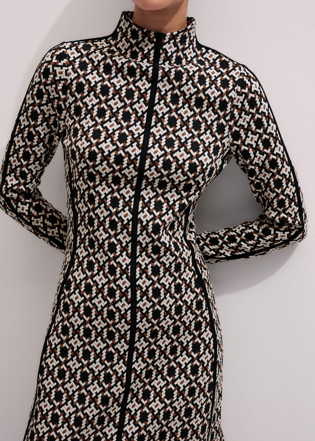 ME+EM Clothing Navy Graphic Jacquard Fit and Flare Midi Dress