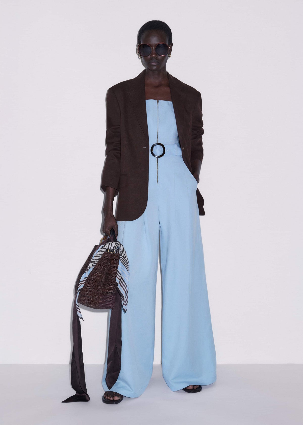 ME+EM Clothing Blue Wide-Leg Jumpsuit