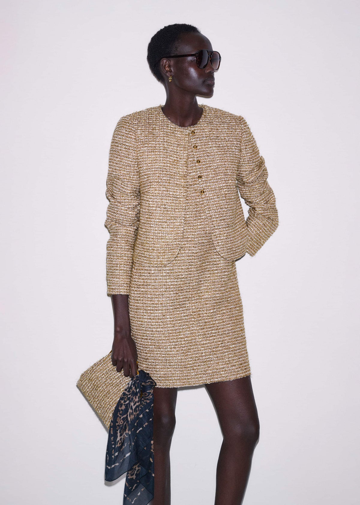 ME+EM Clothing Gold Metallic Mini Dress