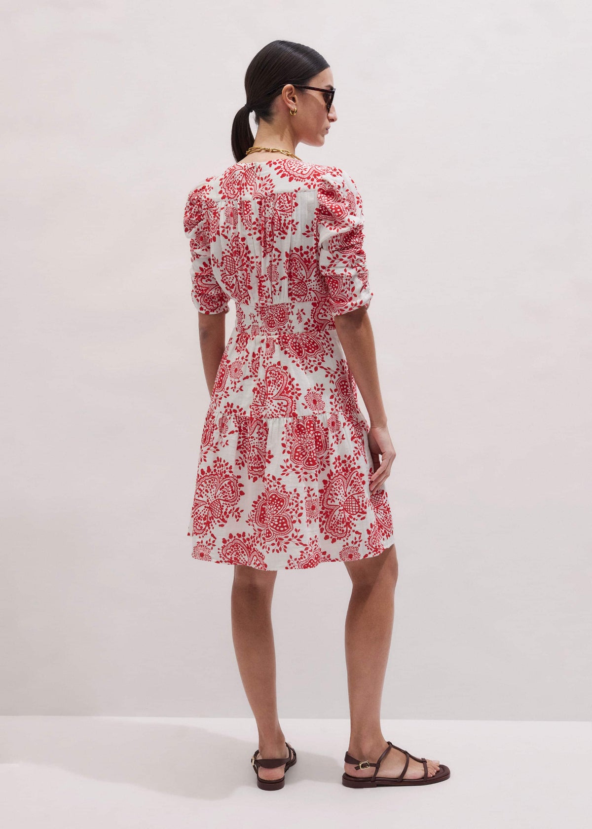 ME+EM Clothing White Cheesecloth Fit + Flare Short Dress