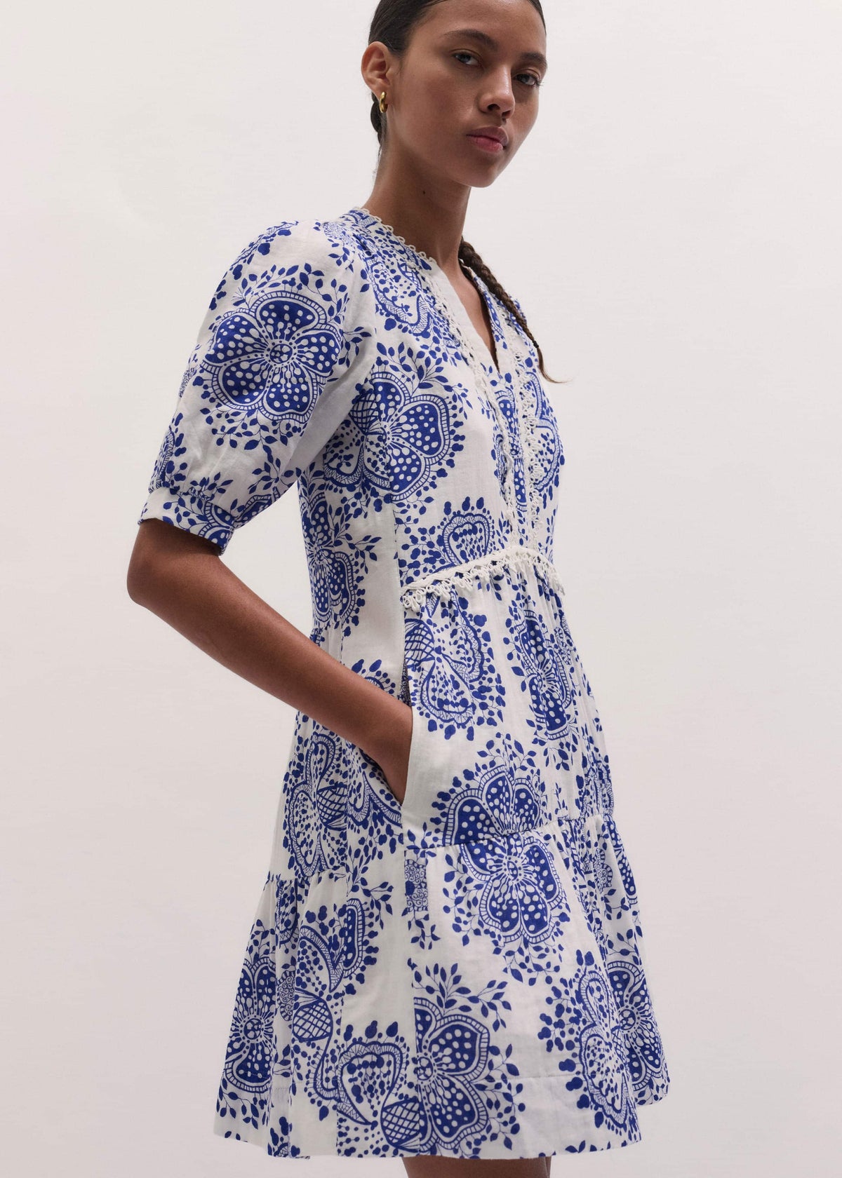 ME+EM Clothing White Cheesecloth Short Swing Dress