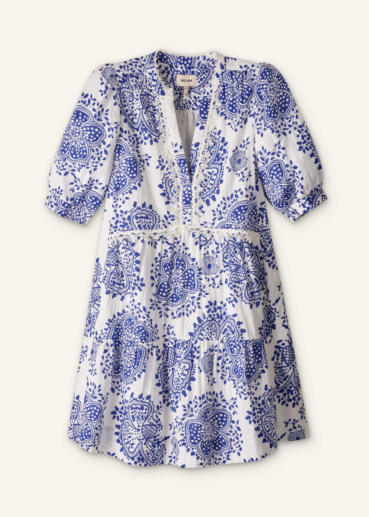ME+EM Clothing White Cheesecloth Short Swing Dress
