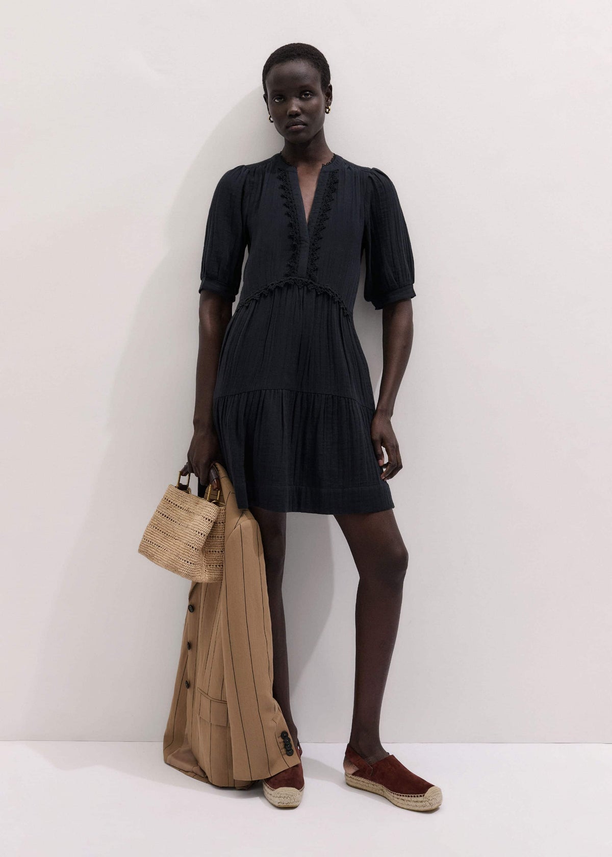 ME+EM Clothing Navy Cheesecloth Short Swing Dress