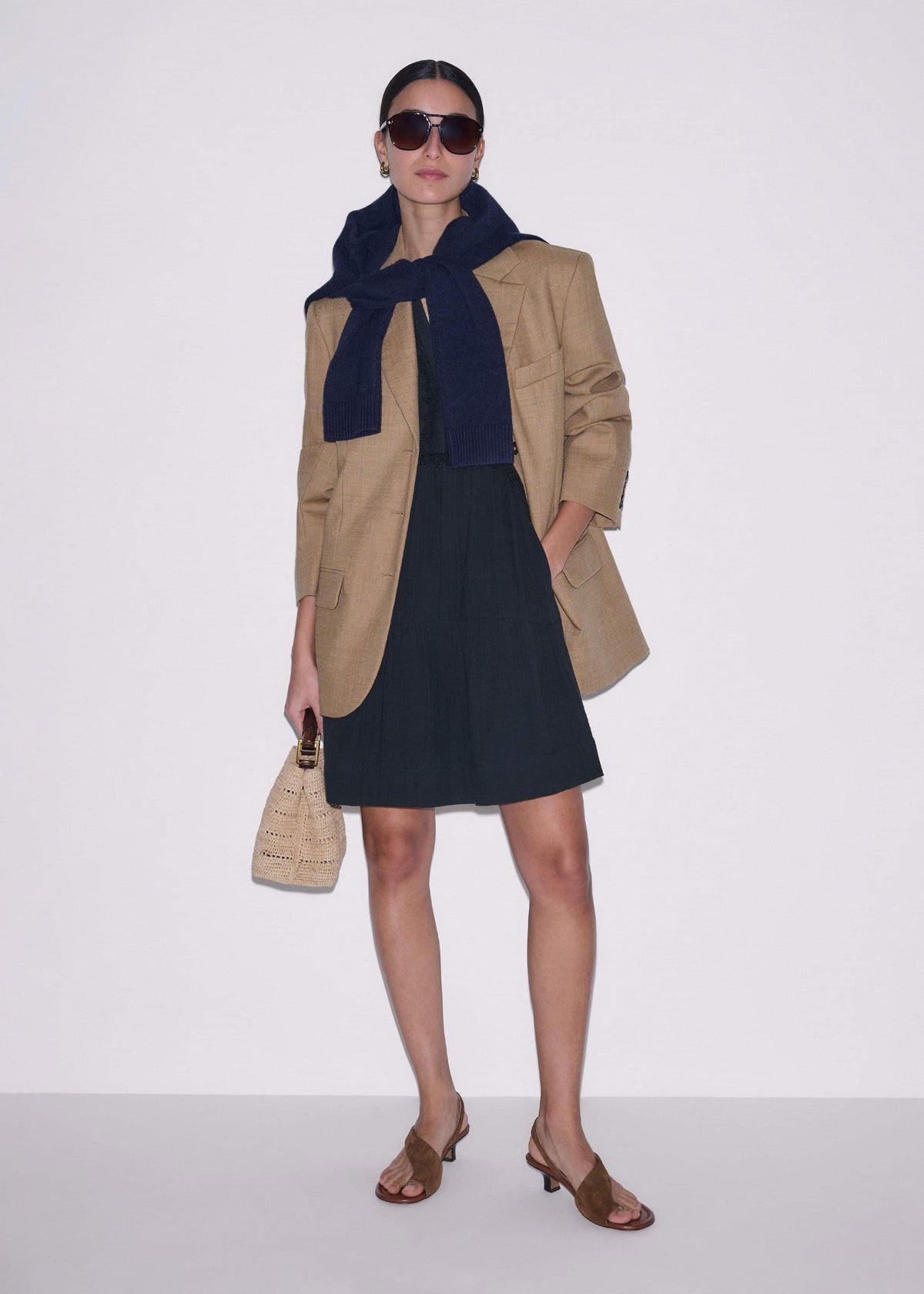 ME+EM Clothing Navy Cheesecloth Short Swing Dress