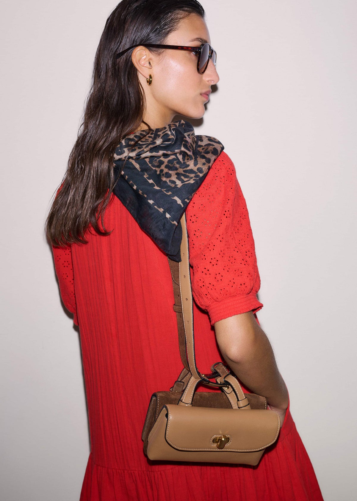 ME+EM Clothing Red Embroidered Cheesecloth Short Dress