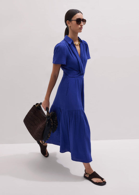 ME+EM Clothing Blue Cheesecloth Fit + Flare Maxi Dress