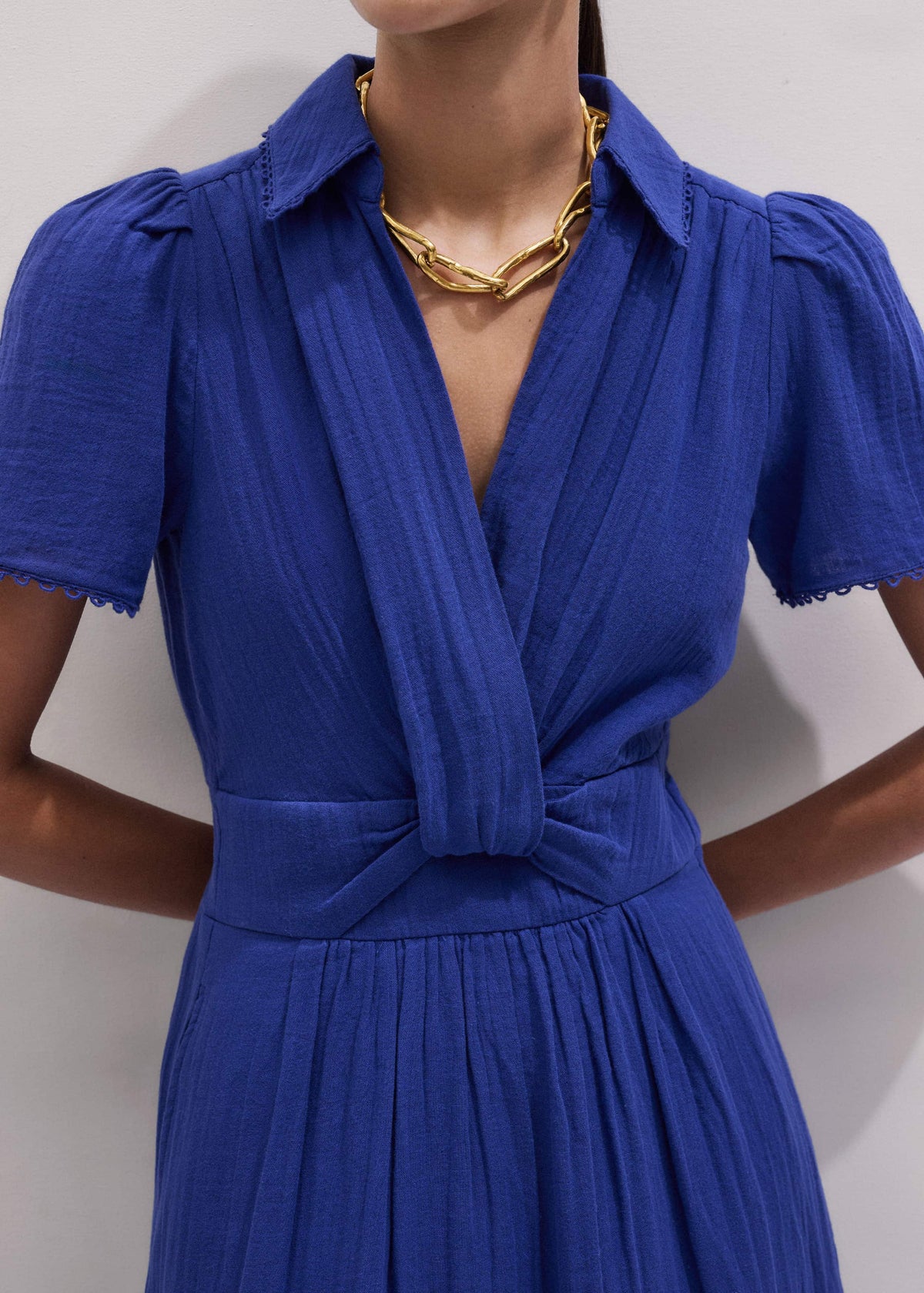 ME+EM Clothing Blue Cheesecloth Fit + Flare Maxi Dress