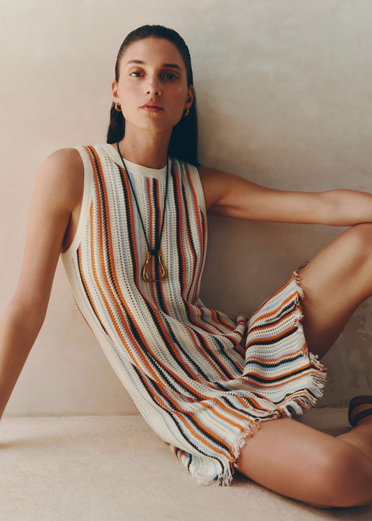 ME+EM Clothing Cream Textured Knit Mini Dress