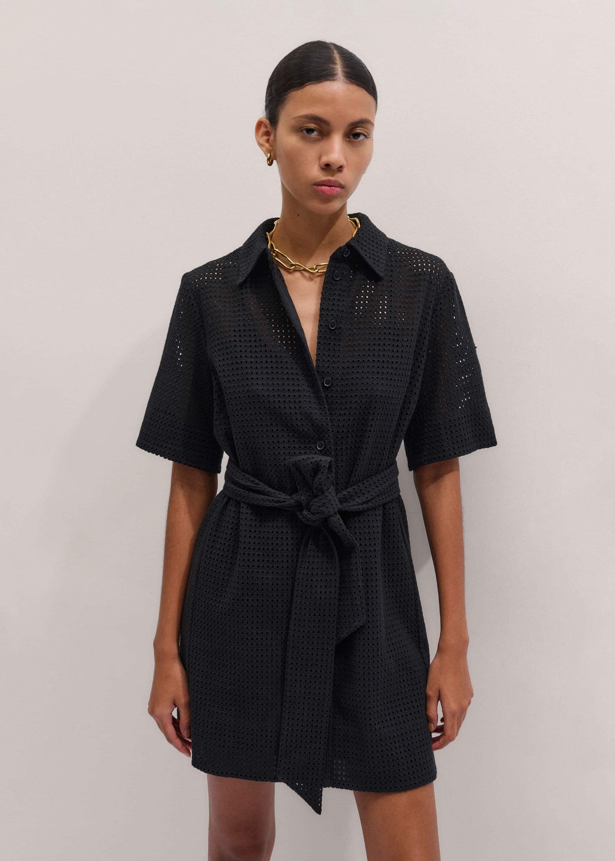 ME+EM Clothing Black Broderie Anglaise Short Dress