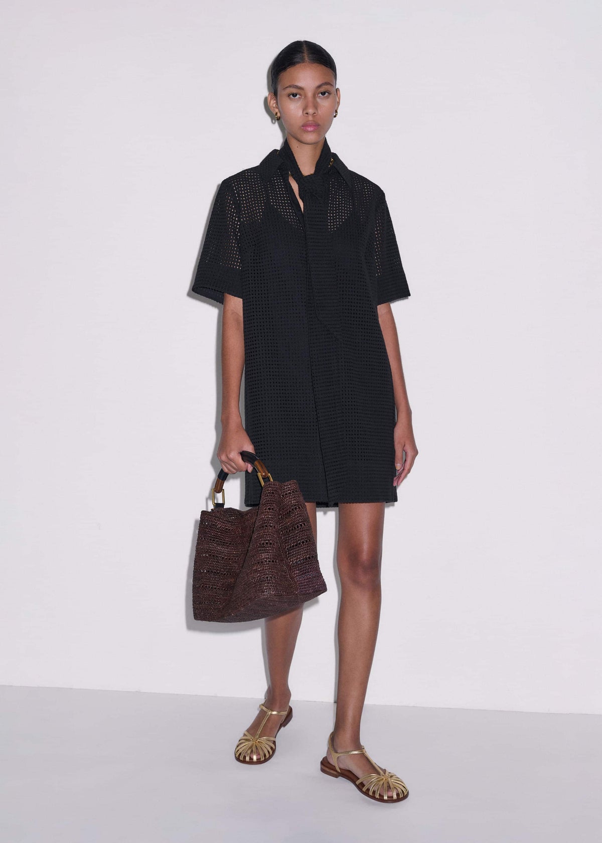 ME+EM Clothing Black Broderie Anglaise Short Dress