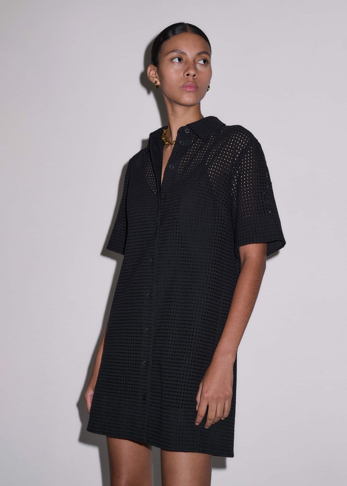 ME+EM Clothing Black Broderie Anglaise Short Dress
