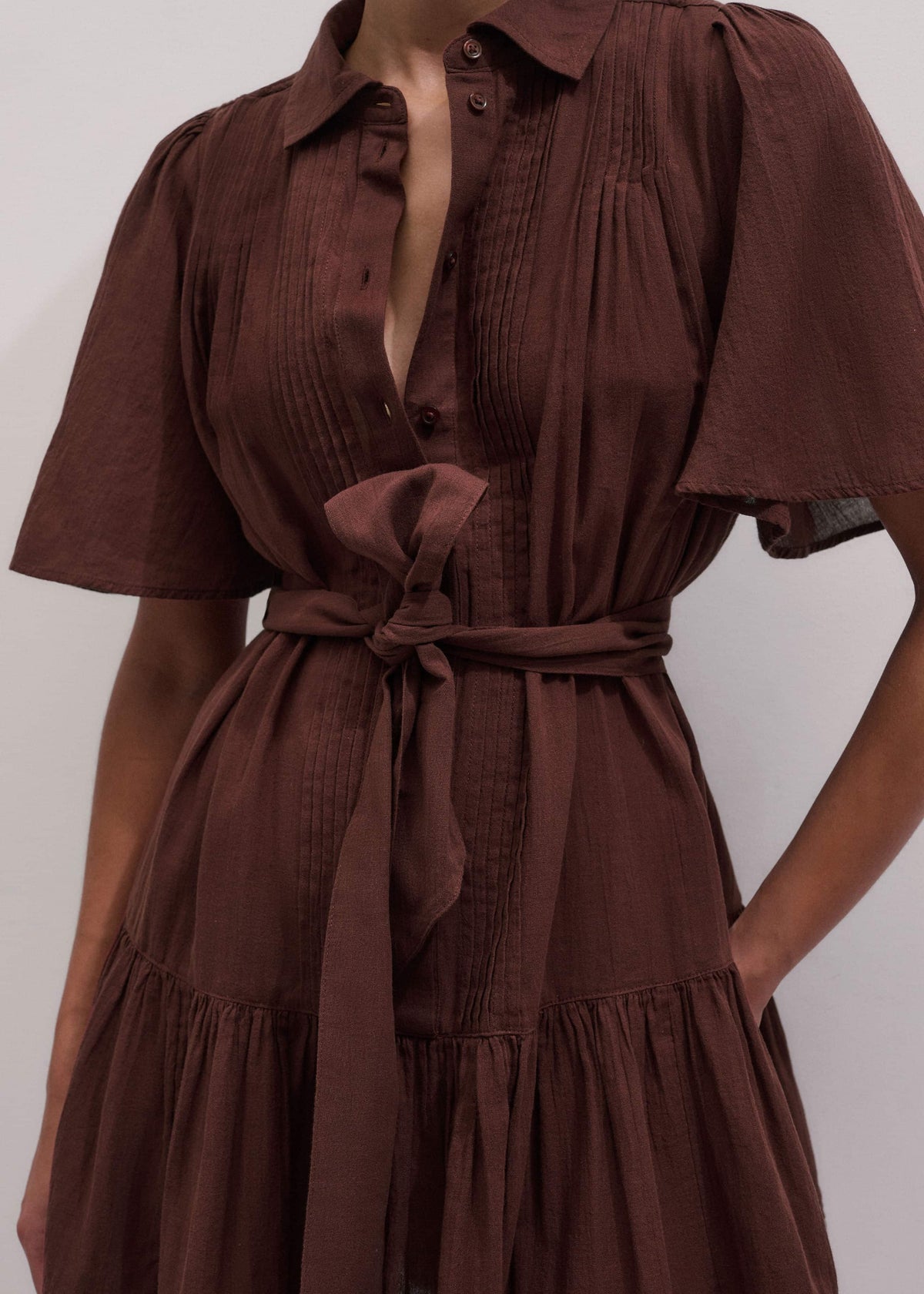 ME+EM Clothing Cinnamon Brown Mini Swing Dress