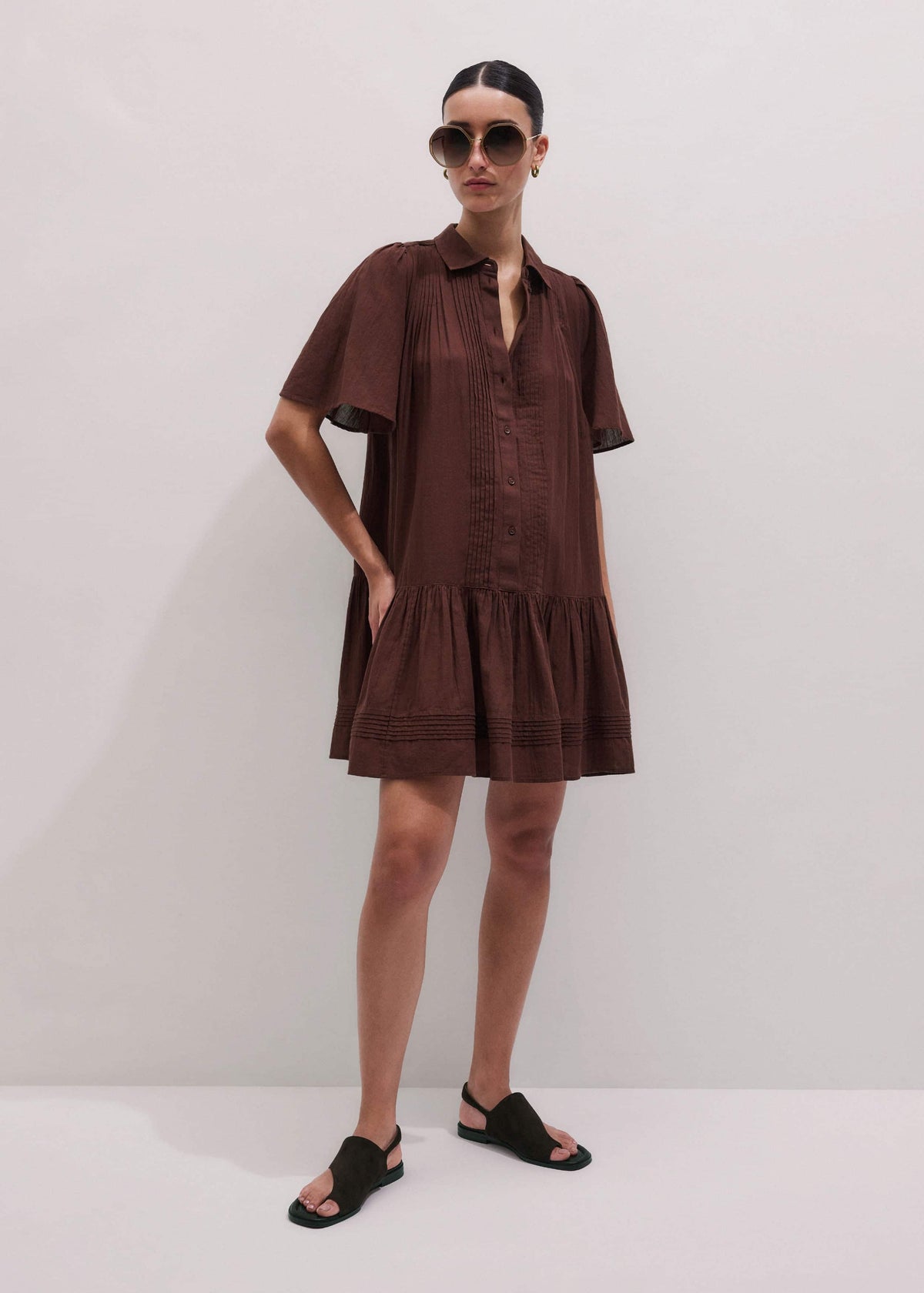 ME+EM Clothing Cinnamon Brown Mini Swing Dress