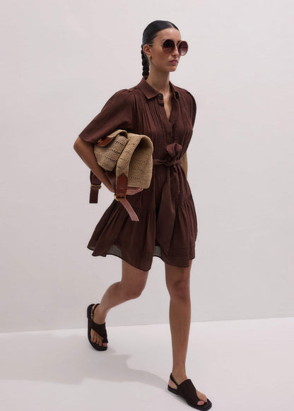 ME+EM Clothing Cinnamon Brown Mini Swing Dress