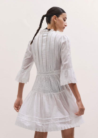 ME+EM Clothing White Lace Trim Short Dress