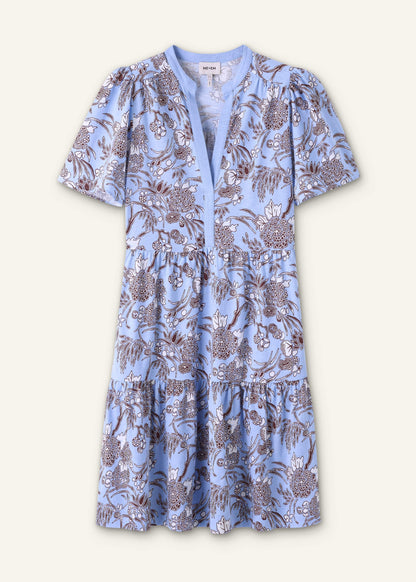 ME+EM Clothing Blue Printed Tiered Short Dress