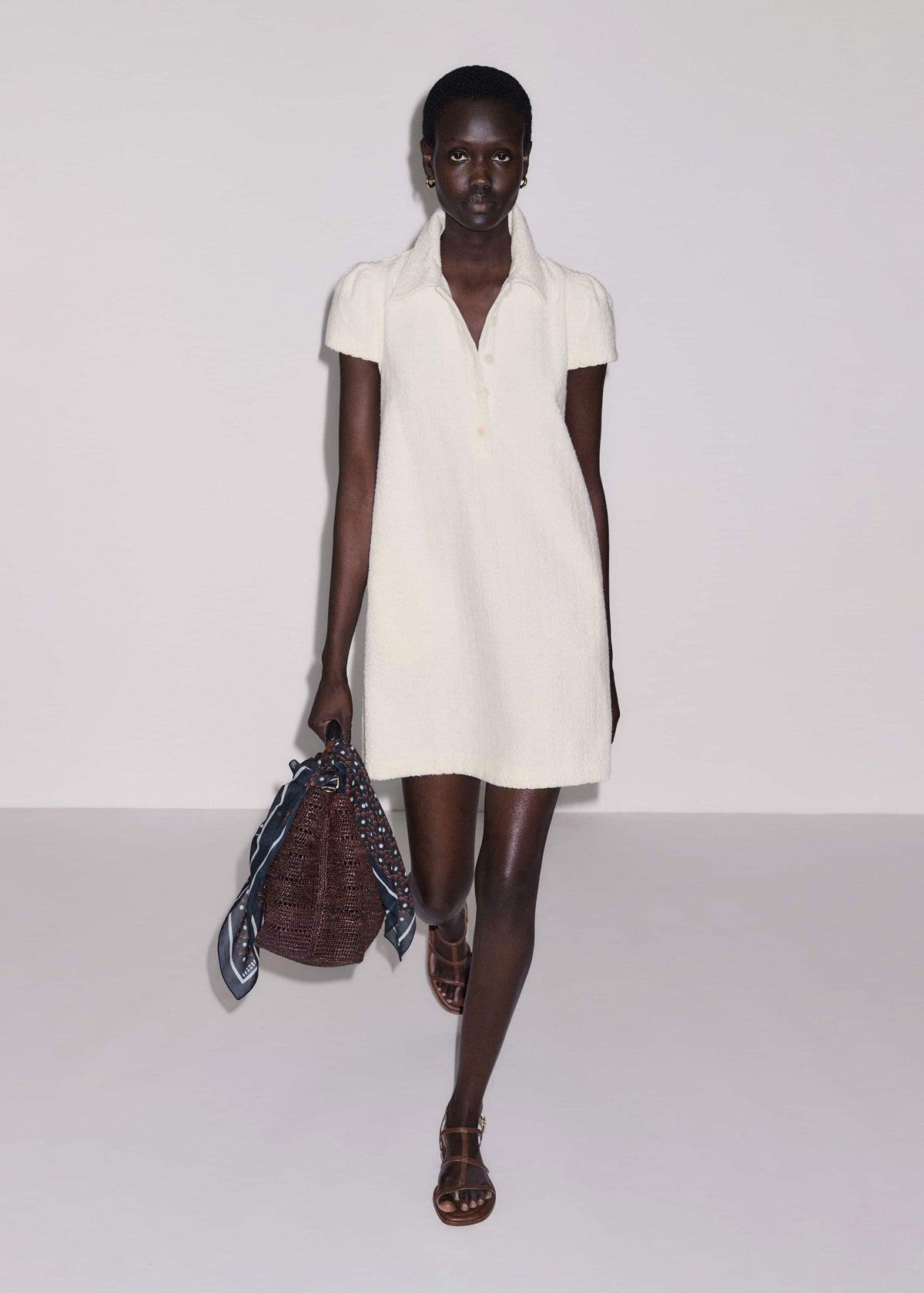 ME+EM Clothing Cream Jacquard Short Swing Dress