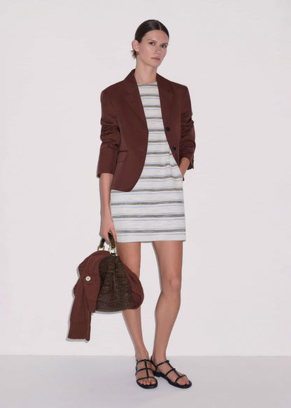 ME+EM Clothing Cream Striped A-Line Mini Dress
