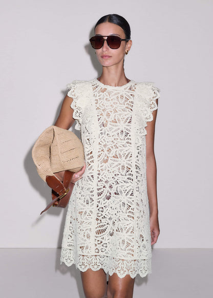 ME+EM Clothing Cream Lace Layer Mini Dress