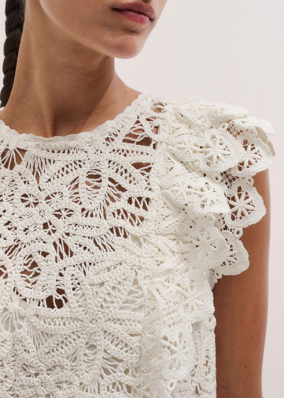 ME+EM Clothing Cream Lace Layer Mini Dress